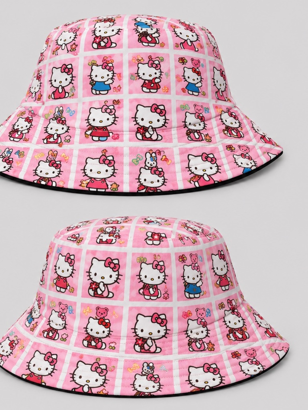 Hello Kitty Kids Bucket Hat – Pink All-Over Character Print Sun Hat for Girls